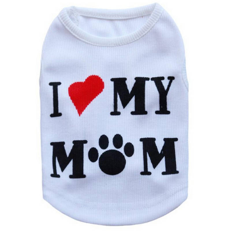 

Майка для собак маленьких пород белая I Love My Mommy