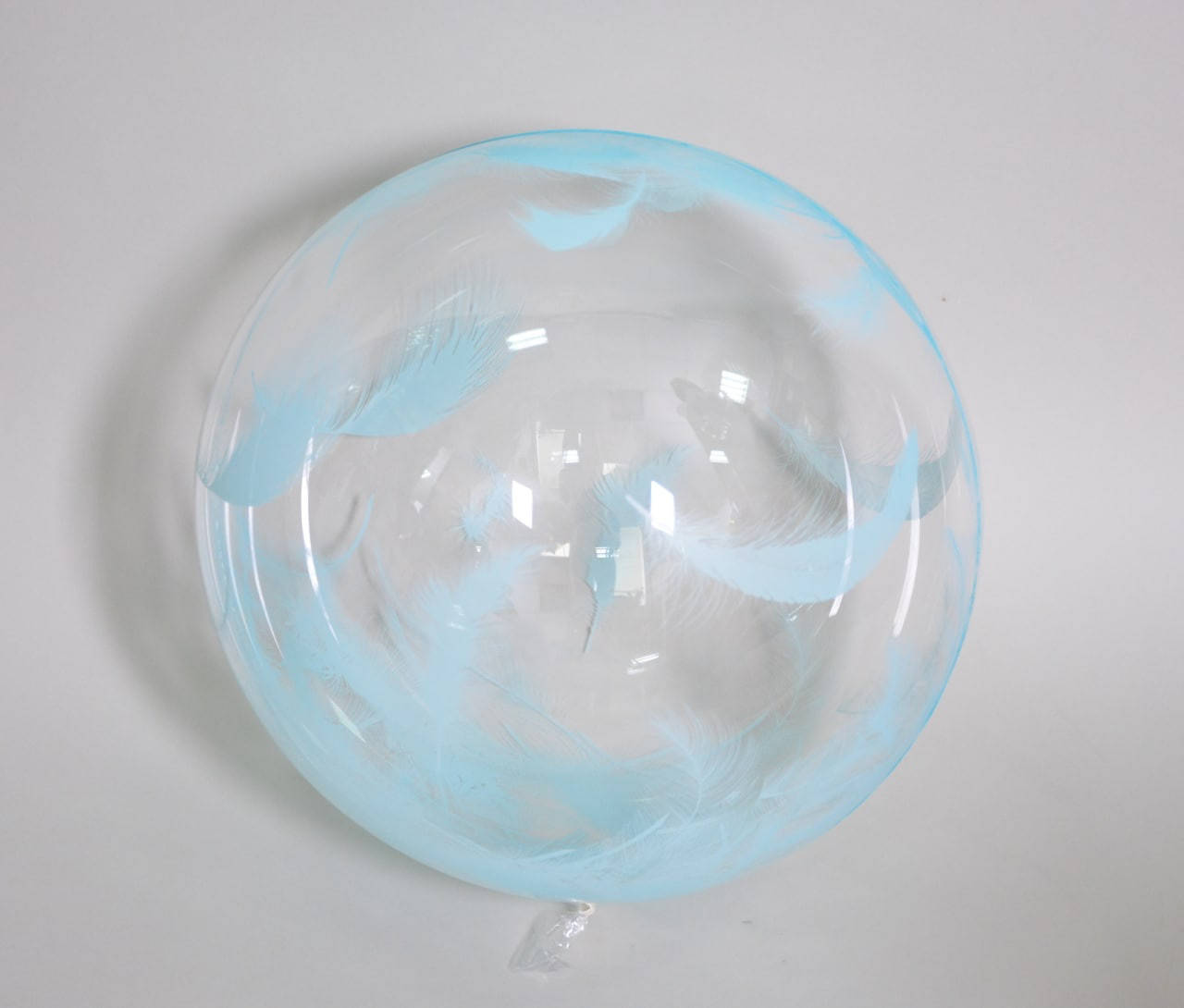 

Bubble Бабл КНР 18" (45 см) прозрачный с рисунком "Перья голубые", Разные цвета