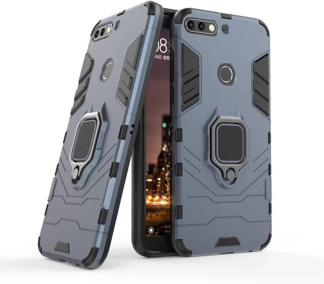 

Чехол Iron Ring для Huawei Y6 Prime 2018 бронированный Бампер Броня Dark-Blue