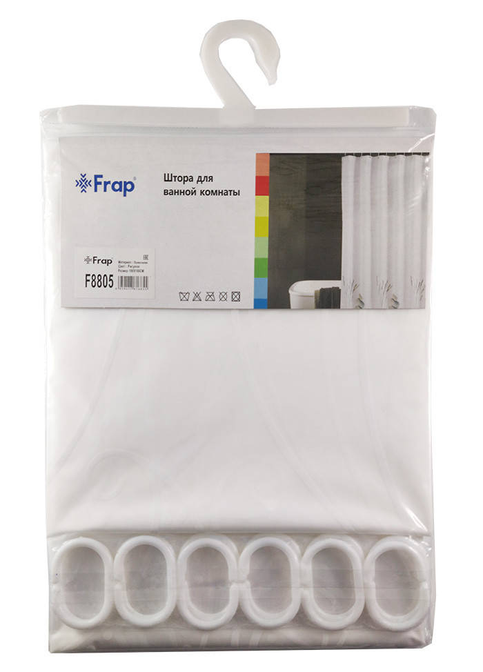 

Штора для ванной 180х180 см полиэтилен белые цветы Frap F8805 1/50
