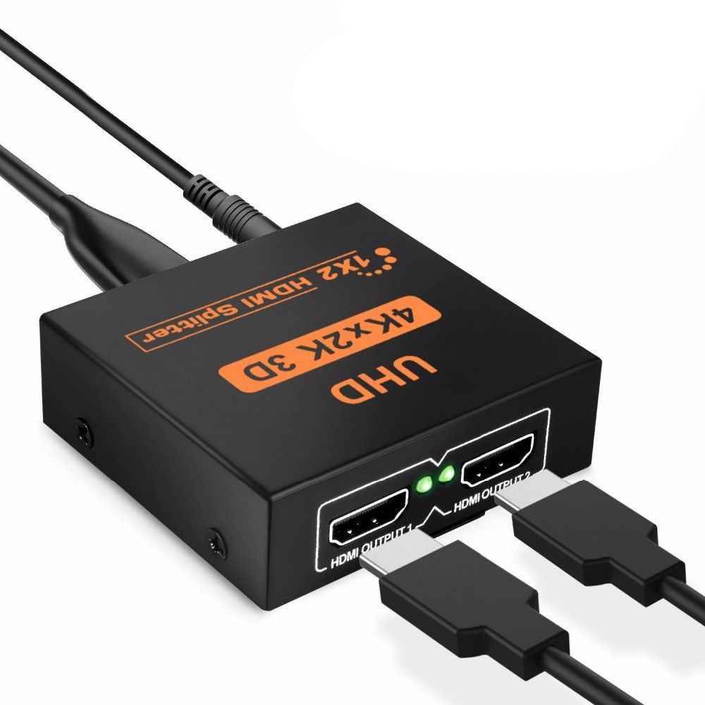 

Активный HDMI сплитер 1=>2 порта, 4K, 1080Р, 1,4 версия, DC5V/2A Q50, Box
