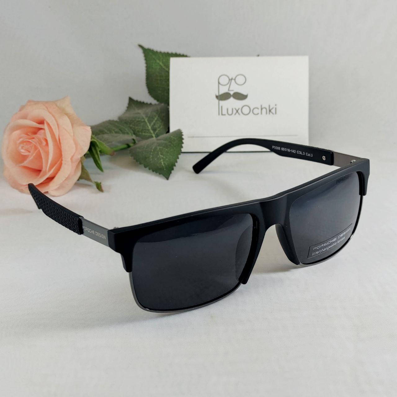 

Мужские солнцезащитные поляризованные очки Porsche Design Clubmaster, Черный