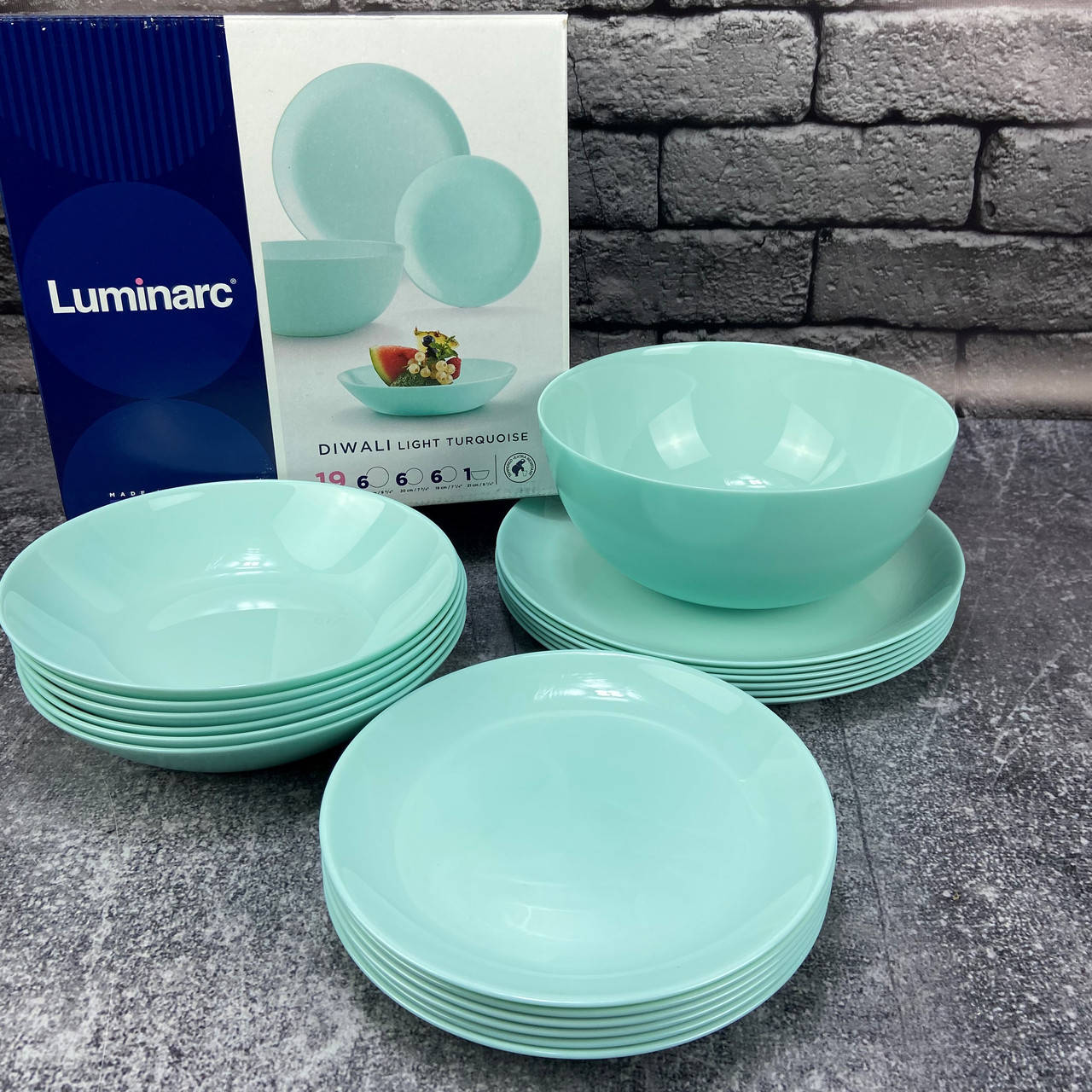 

Сервиз столовый Luminarc Diwali 19 предметов Light Turquoise (P2947), Бирюзовый