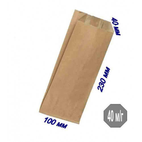 

Бумажный крафт пакет саше 100*40*230 мм (бурый), Бежевый