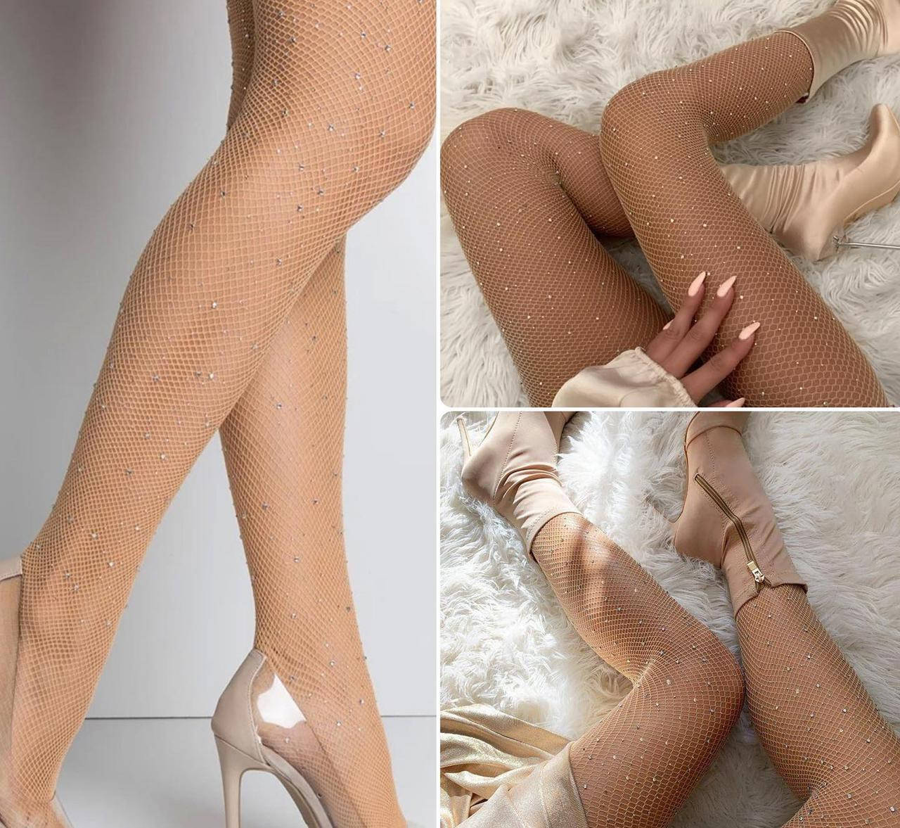 

Женские колготки со стразами беж, Бежевый