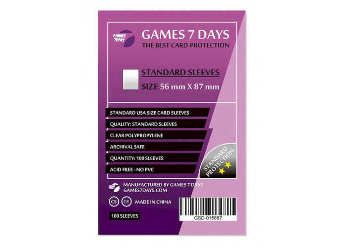 

Протектори для карт Games7Days (56 х 87 мм, Standard USA, 100 шт.) (STANDART)
