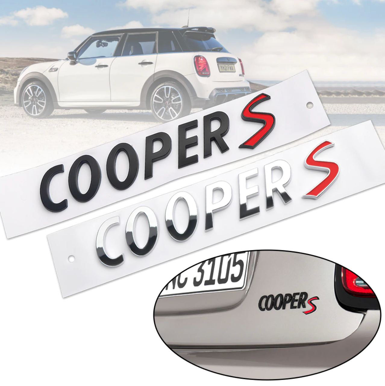 

Эмблема надпись COOPER S MINI (Мини) (значок, наклейка, логотип на багажник) Хром