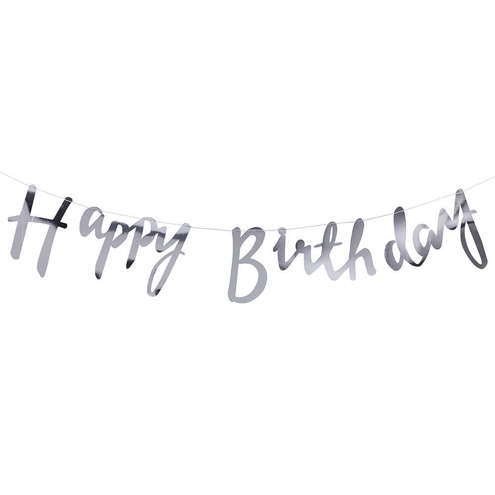 

Гирлянда Happy birthday серебристая 1,5 м