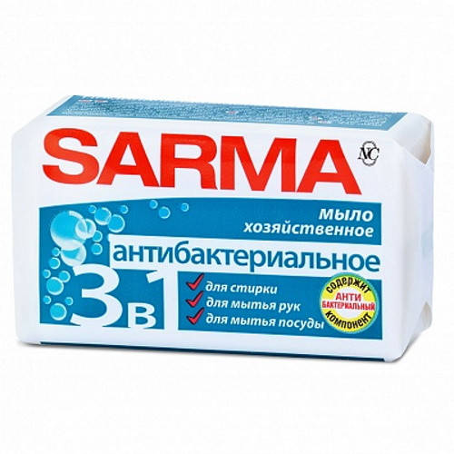 

Мыло хозяйственное Sarma с антибактериальным эффектом, 140 г.