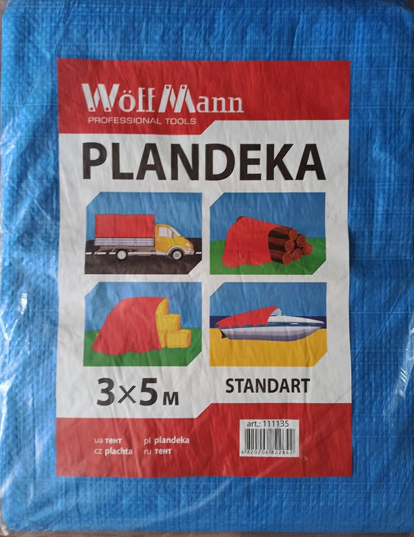 

Тент затеняющий Plandeka Mocna 3 х 5 м с люверсами синий WoffMann