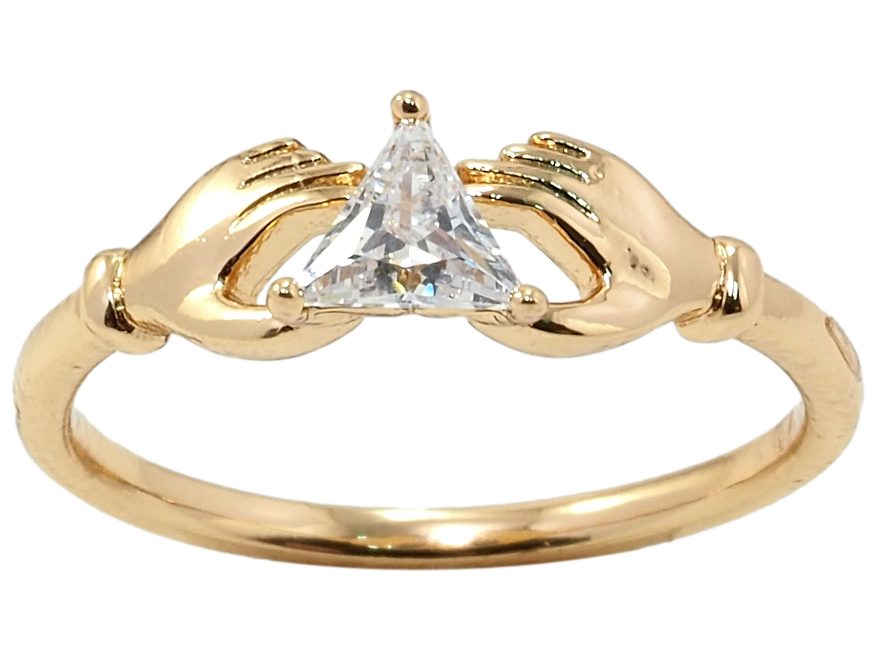 

Кольцо Xuping Позолота 18K "Кристальный треугольник в ладонях" р.18,18.5