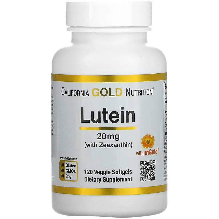 

Лютеин с зеаксантином California GOLD Nutrition "Lutein with Zeaxanthin" для зрения, 20 мг (120 капсул)