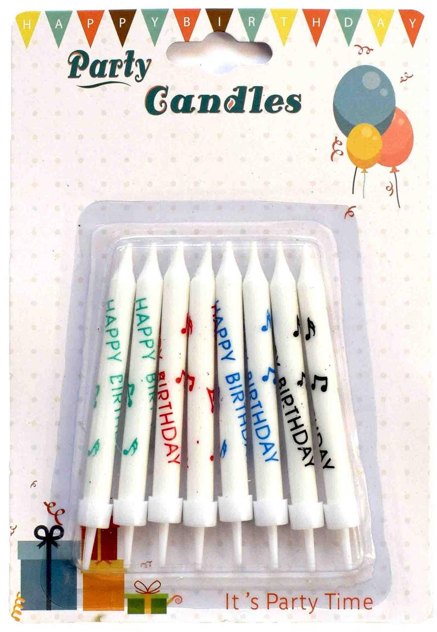 

Свічки для торта "Нотки Happy Birthday" У наборі:8шт.