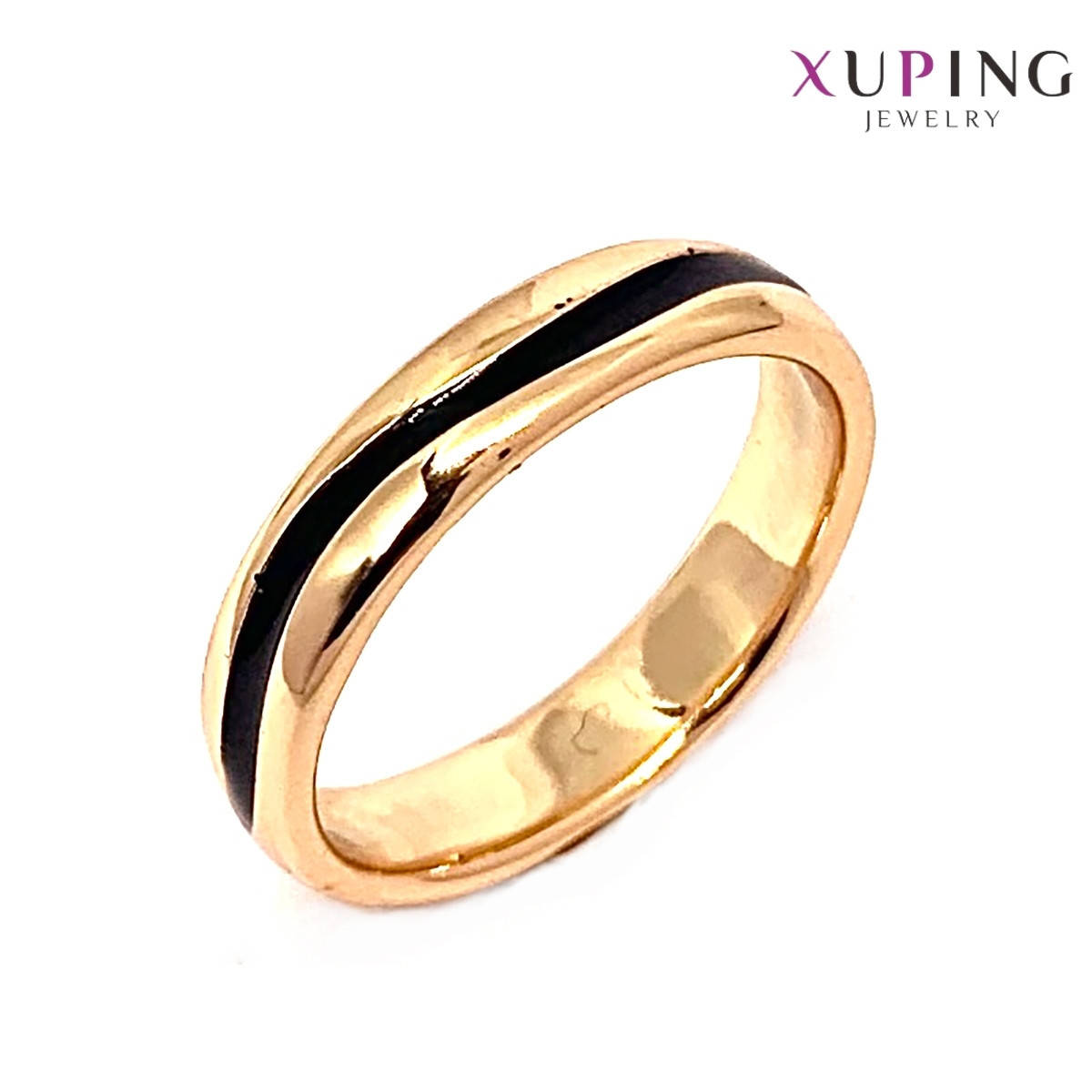 

Кольцо Xuping, черная ювелирная эмаль, ширина 4,5 мм, вес 3 г, позолота 18K, ХР01365 (19)