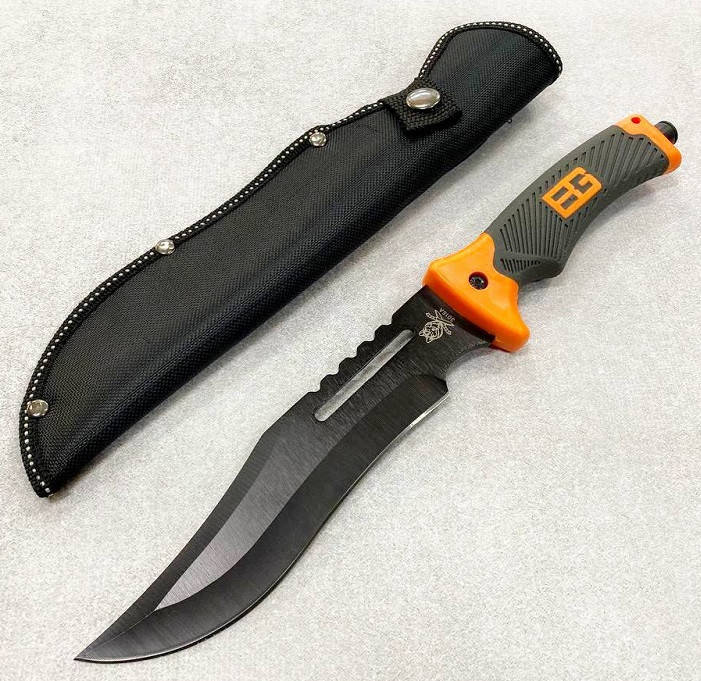 

Большой боевой тактический нож с чехлом на 32см. Columbia 3015-GNС, нескладной для охоты, рыбалки, выживания, Оранжевый