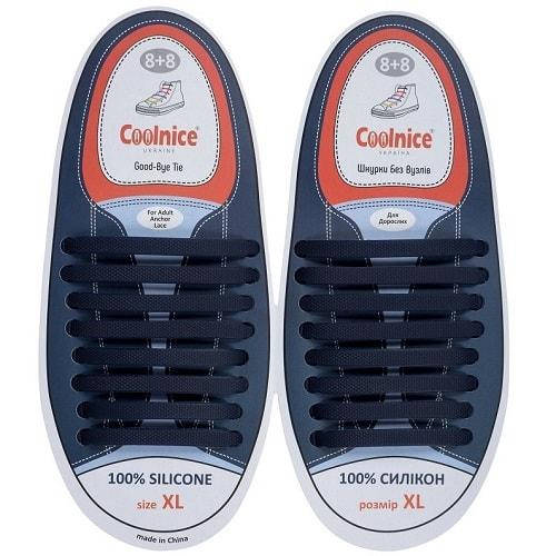 

Шнурки силиконовые Сoolnice большие 8+8 XL (темно-синие) - 16шт/комплект