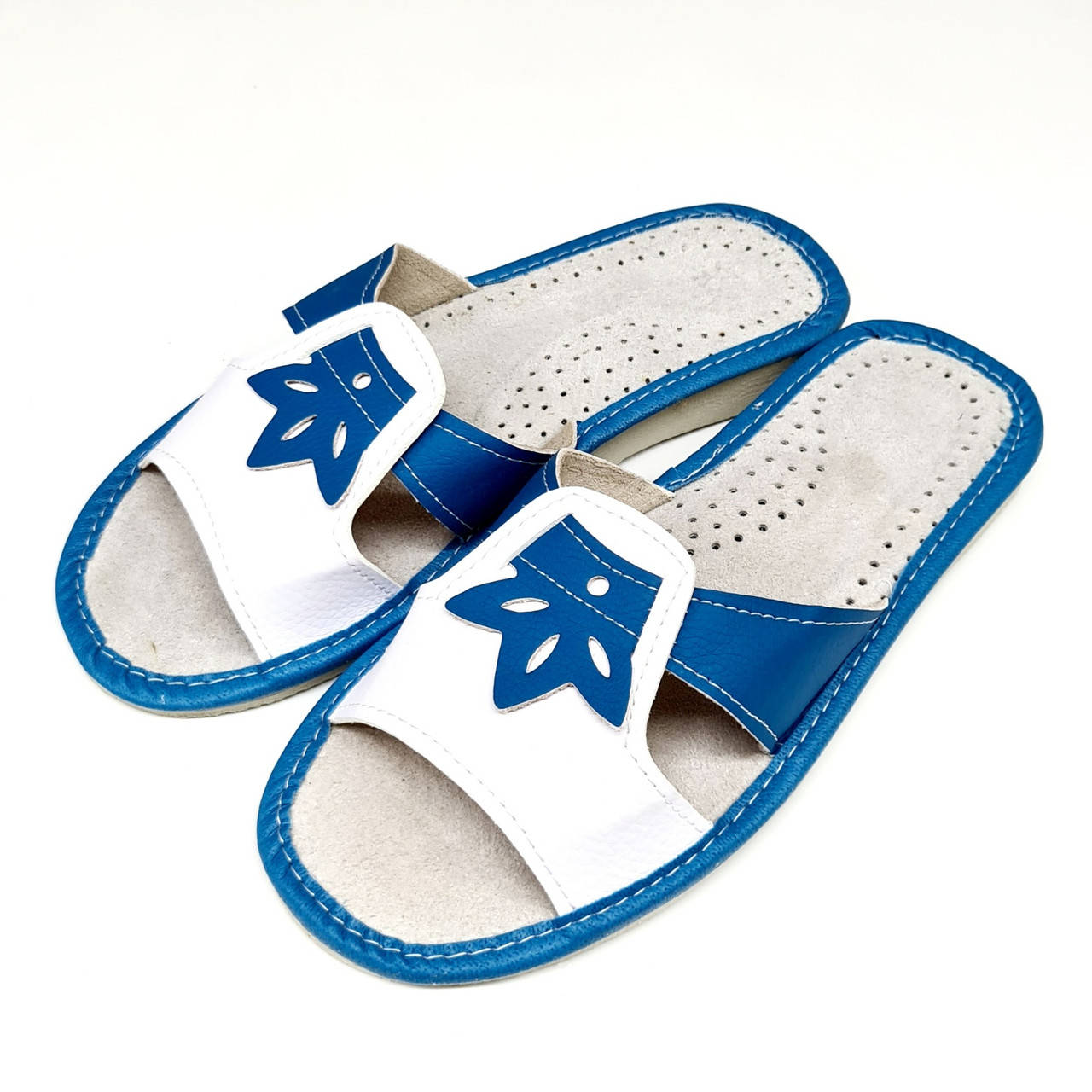 

Домашні шкіряні жіночі капці "Polmar" відкриті 38, Синий