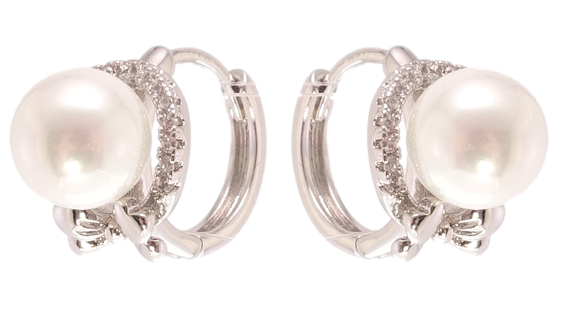 

Серьги Xuping Родий колечки "Жемчужины в колечке"