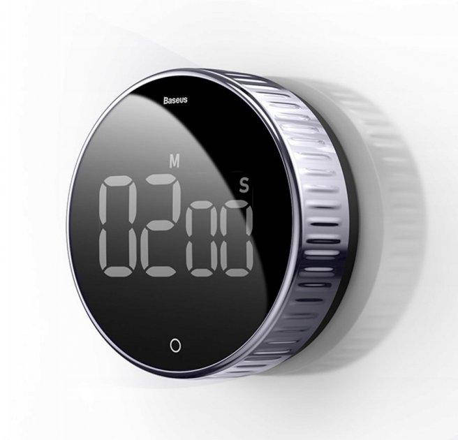 

Таймер кухонный магнитный Baseus Heyo с цифровым LED дисплеем Таймер для кухню на магните со звуком Черный
