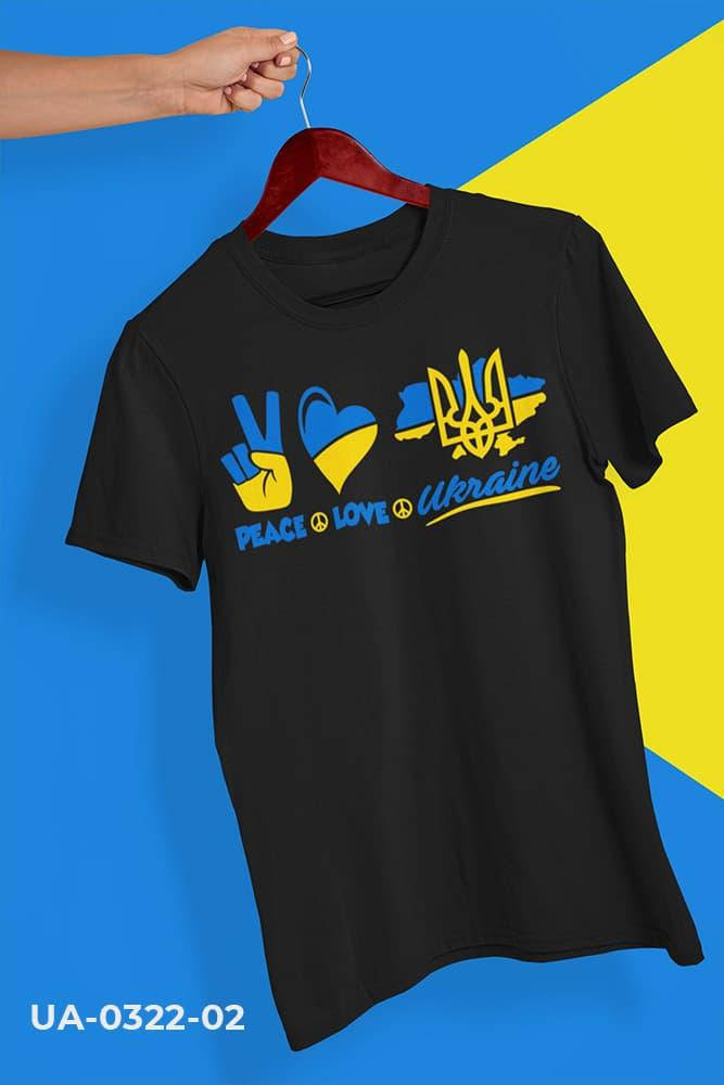 

Футболка с принтом Peace Love Ukraine