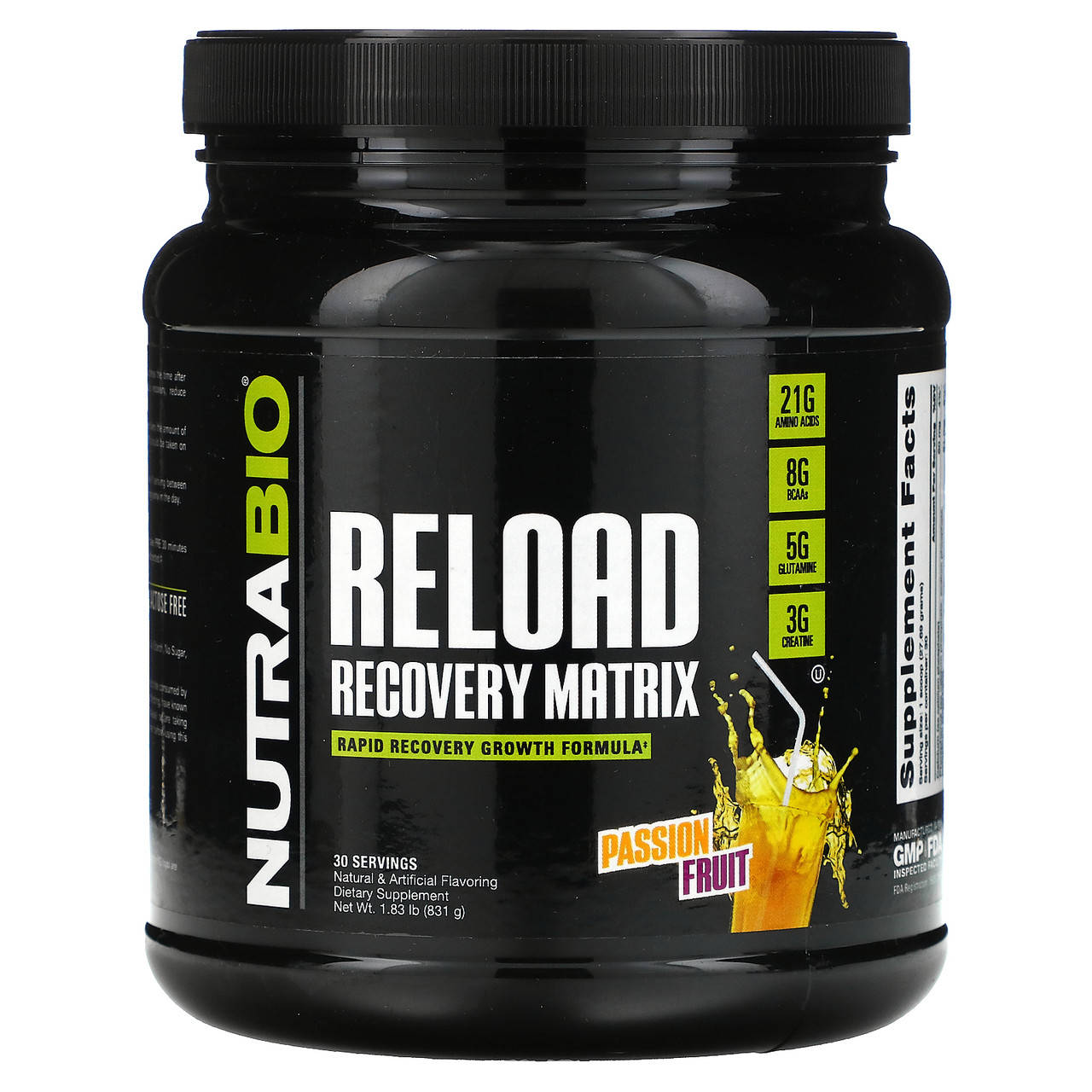 

NutraBio Labs, Reload Recovery Matrix, маракуйя, 1,83 фунта (831 г) - Оригинал
