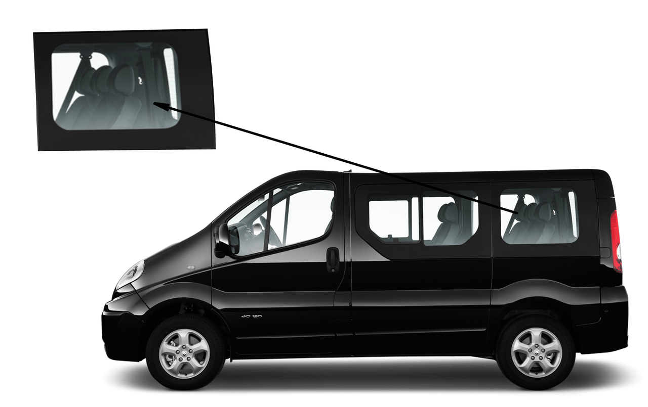 

Боковое стекло короткая база Renault Trafic 2001-2014 заднее левое