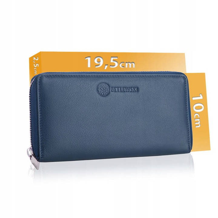

Женский кожаный кошелек Betlewski из RFID , х 10 х 2, (BPD-SS-21) - синий