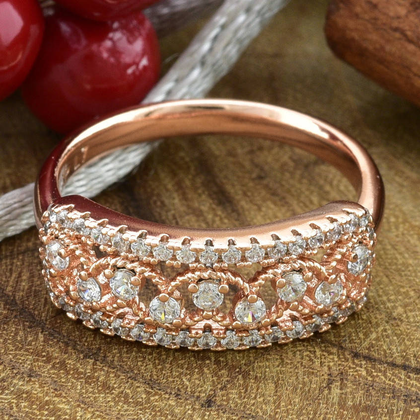 

Кольцо Xuping 15103 ширина 7 мм белые фианиты позолота РО размер 18