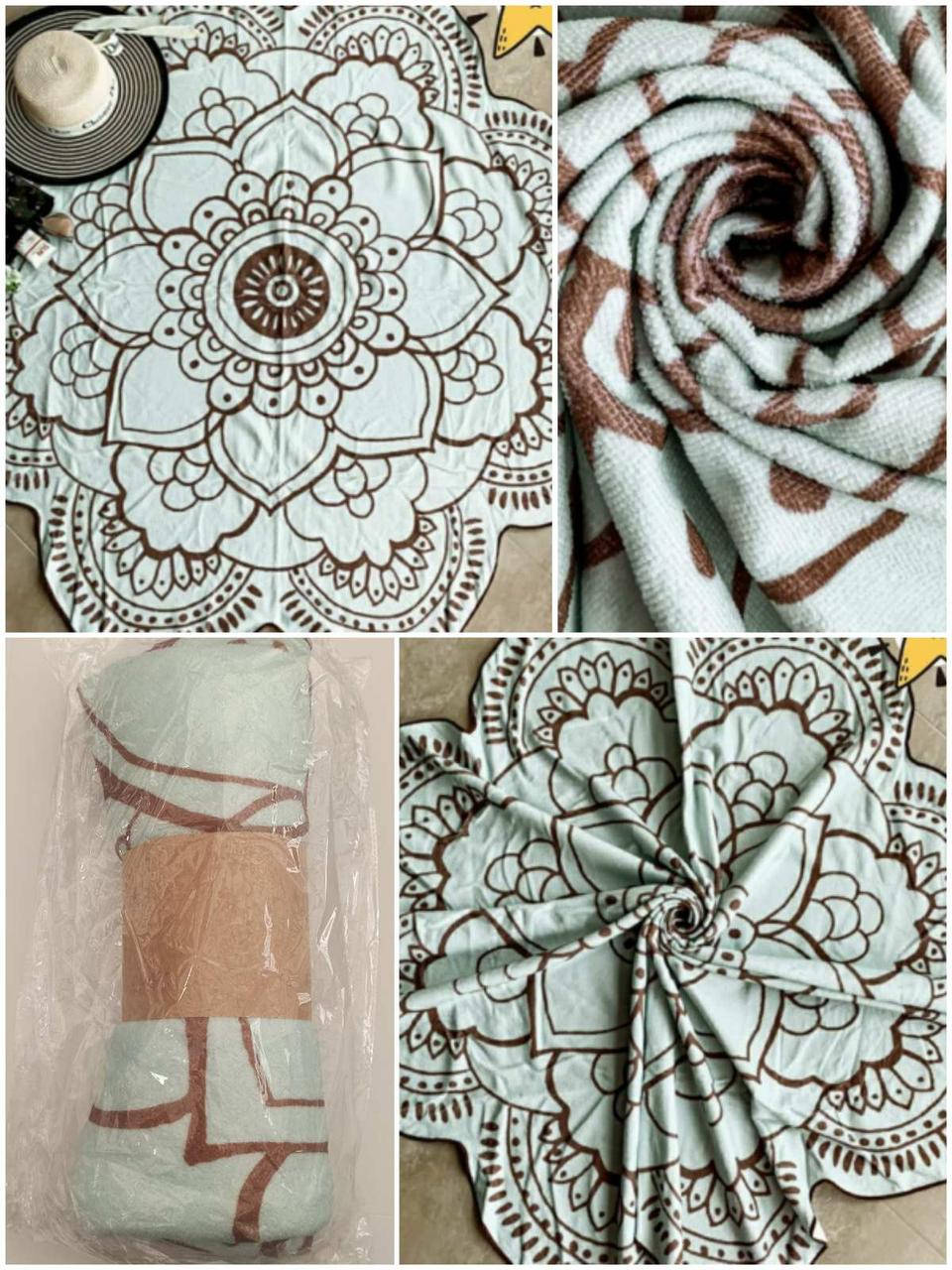 

Пляжний круглий коврик махровый круглый 150 диаметр на пляж. море, отдых. микрофибра