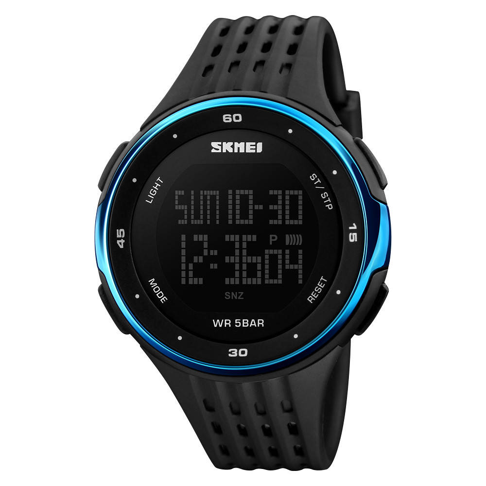 

Skmei 1219 черные с синим мужские спортивные часы