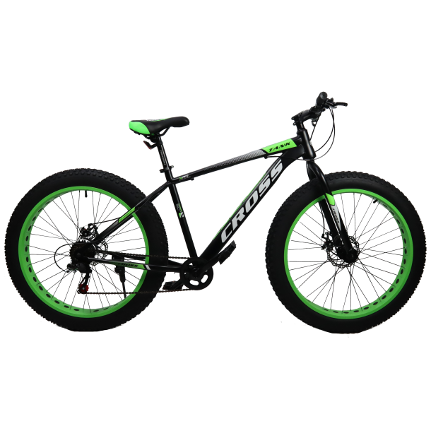 

Велосипед Fatbike Cross Tank 24 дюймов 16 рама Черный-Зеленый Подростковый от 155 см рост 2022