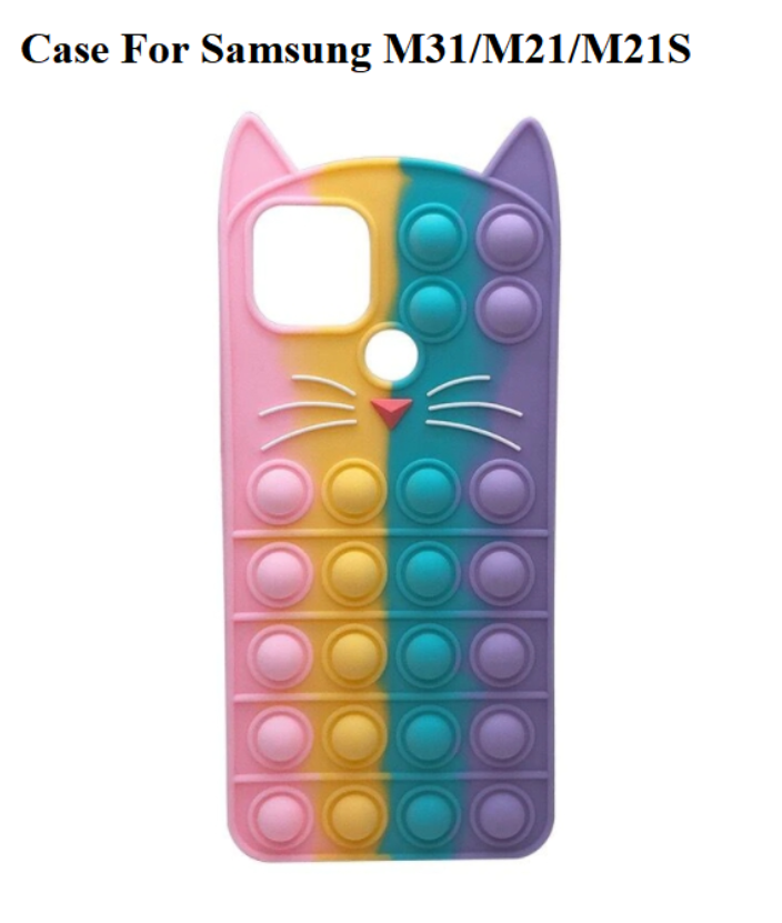 

Чехол бампер Поп-Ит Pop-it Котик 3D резиновый для Samsung Galaxy M31 (M315F) / M21 (M215F) / M21S, Разные цвета
