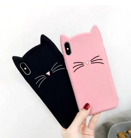

3D Чехол для iPhone XR Котик с ушками и усиками, Разные цвета