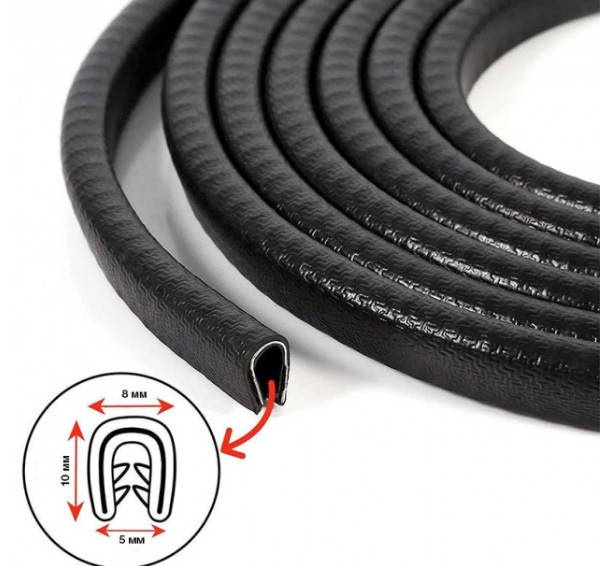 

Молдинг кромки двери 5м черный силикон усилен П-образный (водосток)