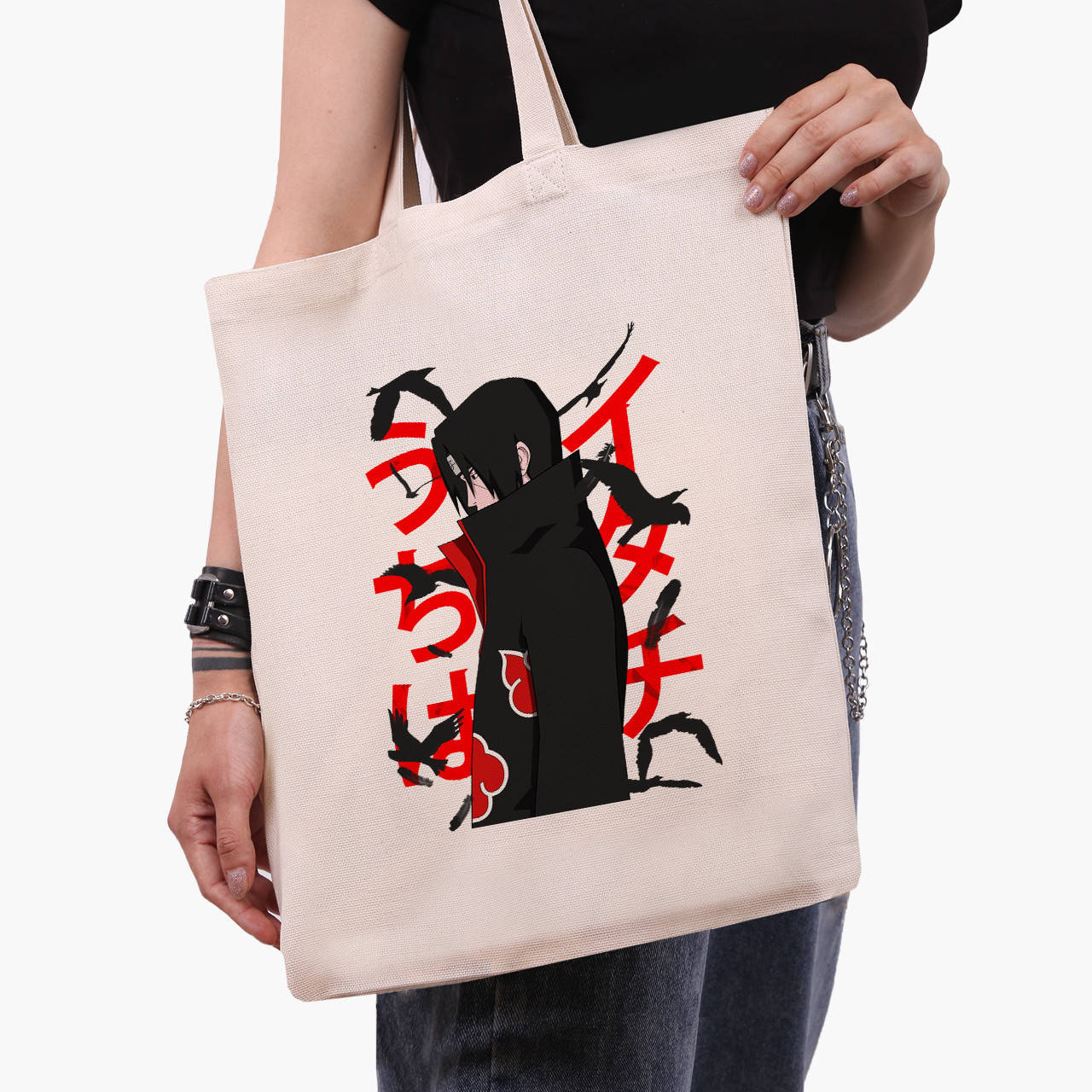 

Эко сумка Итачи Учиха Наруто (Itachi Uchiha) (9227-2817) бежева классическая, Белый