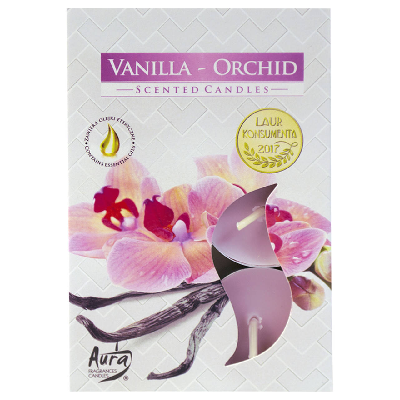 

Свеча таблетка ароматическая Vanilla-orchid, Bispol. В наборе 6 штук. Польша., Розовый