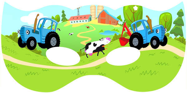 

Маска "Синий трактор" тематические детские картон -