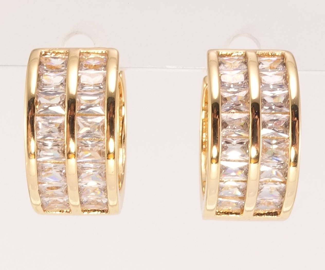 

Серьги Xuping M&L желтый оттенок колечки "Двойная дорожка циркония"