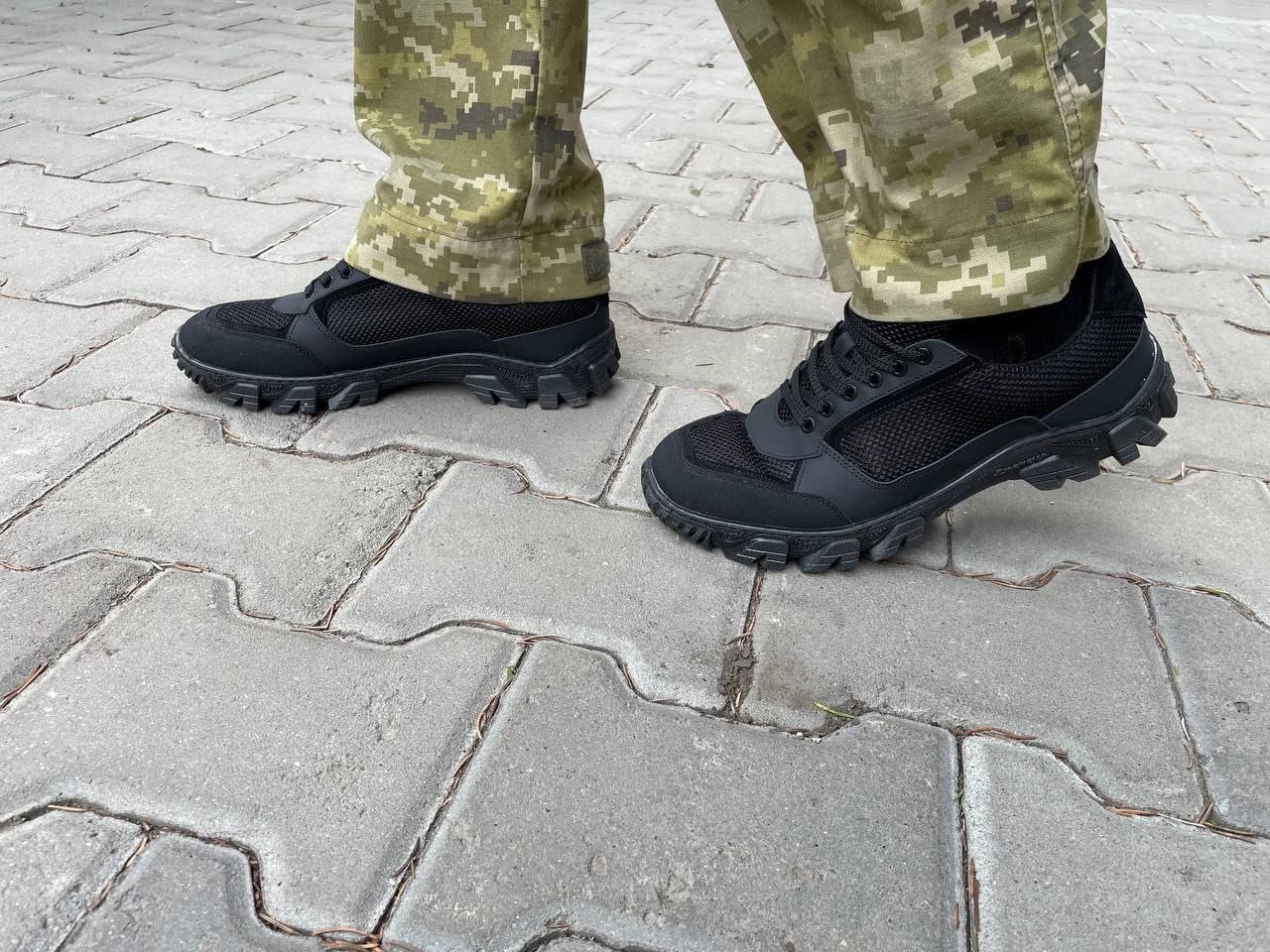 

Тактичні кросівки чорні кожа + замш., Черный