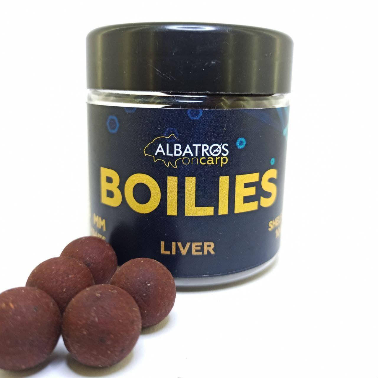 

Бойлы насадочные вареные Liver (ПЕЧЕНЬ) 16 мм "Albatros on Carp"