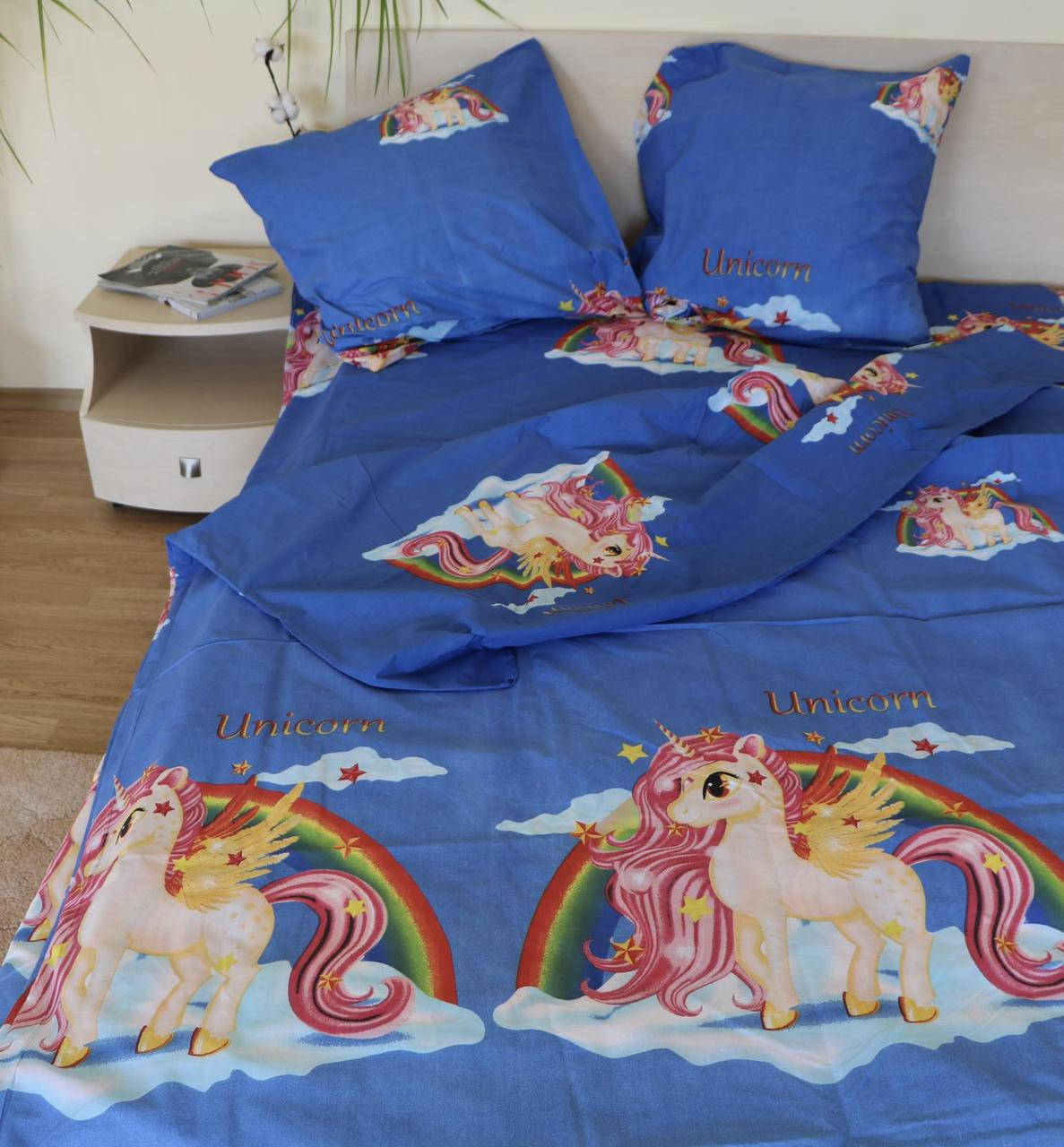 

Детский полуторный комплект постельного белья "Пони радуга", Разные цвета