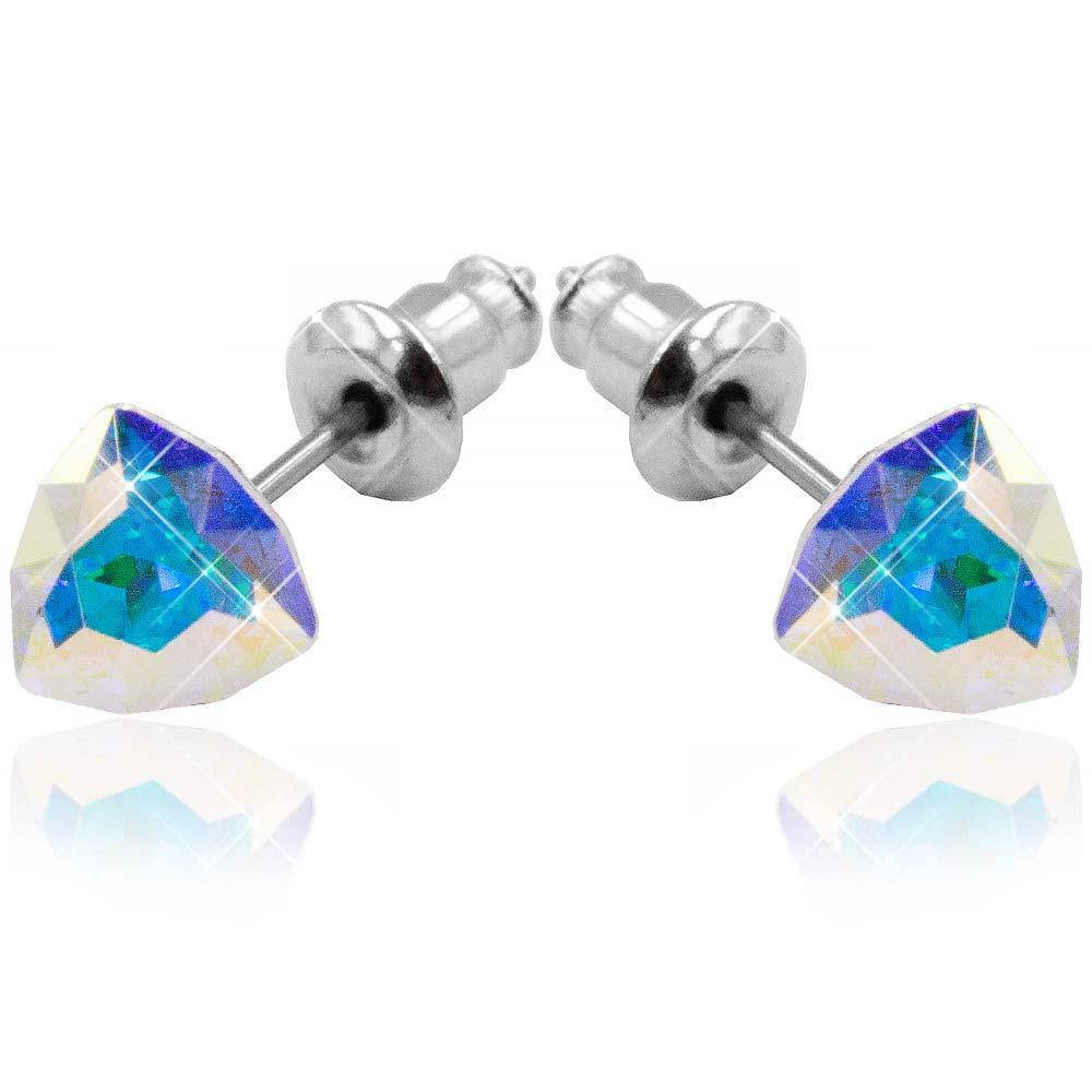 

Серьги-гвоздики родий Swarovski Треугольник-камень граненый