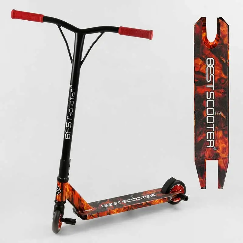 

Самокат трюковый красный Best Scooter HIC-система пеги алюминиевые диски и дека колёса PU d=110мм