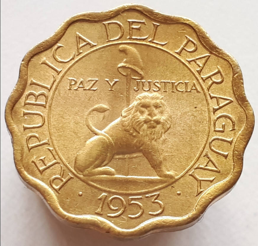 

Парагвай 10 сентимо 1953