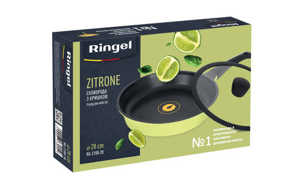 

Сковорода RINGEL Zitrone 28 см, с крышкой из стекла и силикона RG-2108-28