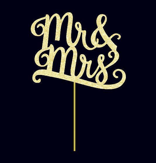 

Топпер Mr&Mrs золотой Топпер на свадебный торт Топпер MrMrs в блестках Свадебный топпер МрМрс