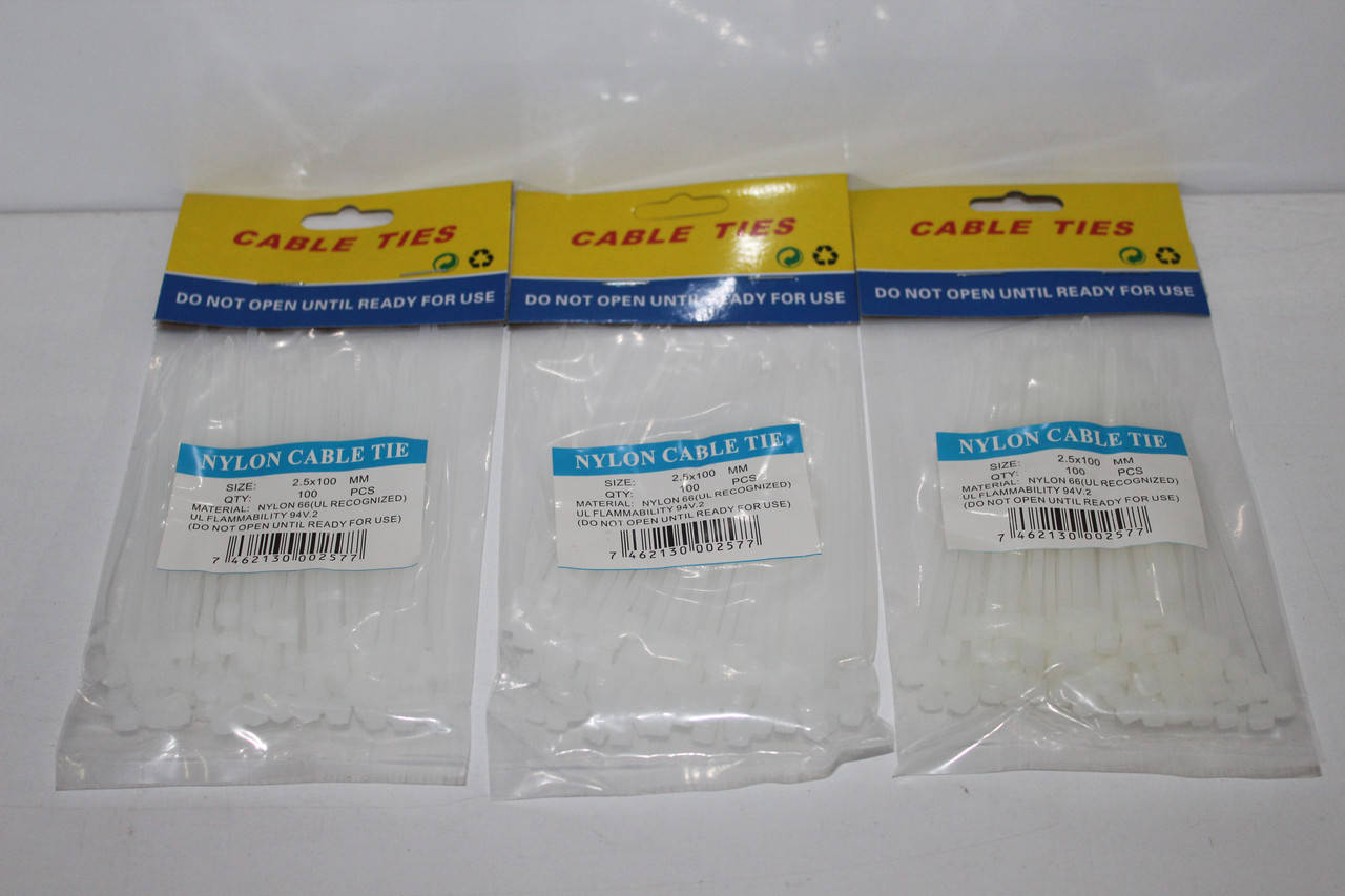 

Набор хамутов-затяжек пластик 2.5*100мм. 100шт/уп