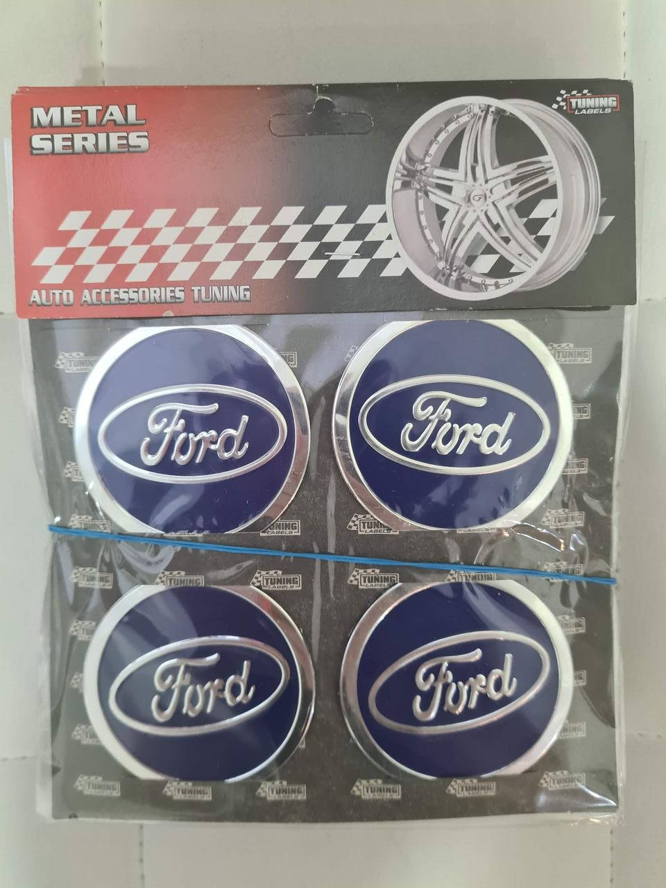 

Наклейки на колпачки, заглушки, наклейки на диски 60 мм Ford Форд синие, Черный
