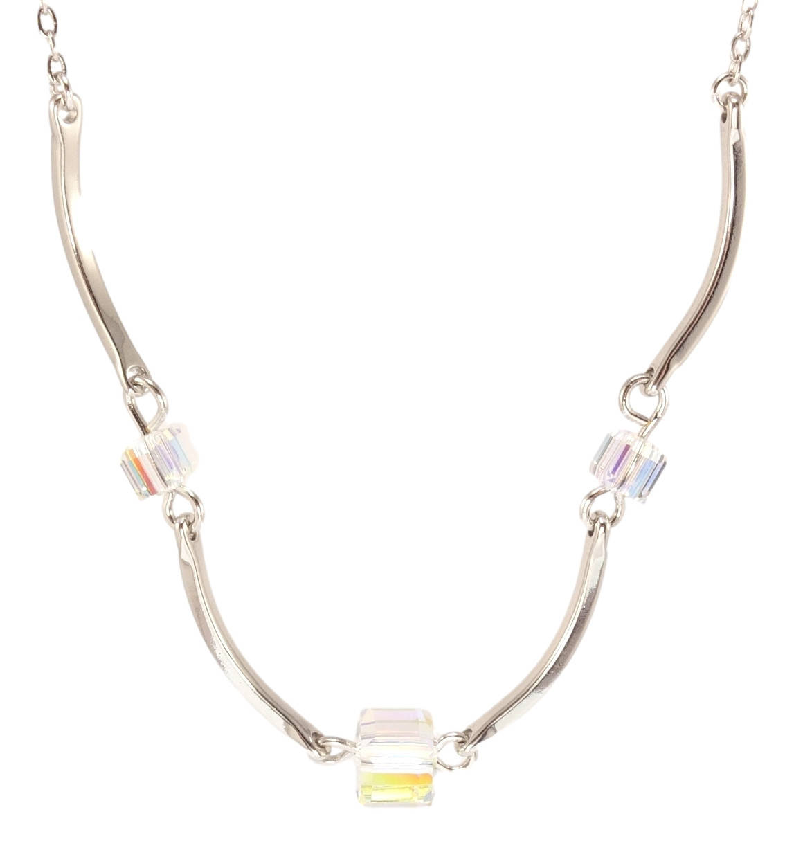

Кулон Xuping Родий с кр-ми Swarovski на цепочке "Кристальные кубики Shimmer с дугами" дл. 41-46см х 1мм