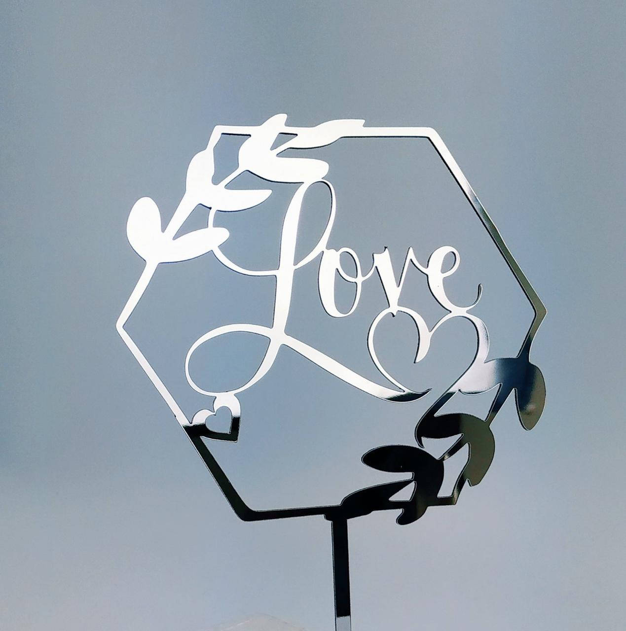 

Топпер зеркальный серебро Love